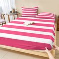 thumbnail image 1 of Queen Size Fitted Sheet Set - Pink Striped 3 Piece Bedding Sets 16" Deep Pocket Fitted Sheet with 2 Pillowcases, Modern Simple Monochrome Geometric White Brushed Microfiber Hotel Luxury Bed Sheets, 1 of 9