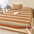 thumbnail image 1 of Queen Size Fitted Sheet Set - Terracotta Orange Stripes 3 Piece Bedding Sets 16" Deep Pocket Fitted Sheet with 2 Pillowcases, Modern Striped Cream Brushed Microfiber Hotel Luxury Bed Sheets, 1 of 9