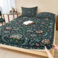 thumbnail image 1 of Queen Size Fitted Sheet Set - Vintage Botanical 3 Piece Bedding Sets 16" Deep Pocket Fitted Sheet with 2 Pillowcases, Middle Century Boho Floral Rustic Brushed Microfiber Hotel Luxury Bed Sheets, 1 of 9