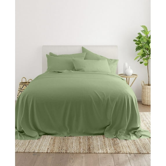 Queen Size Flat Sheet Only - 1000-Thread-Count Pure Egyptian Cotton Single Oversized Flat Sheet, 1000TC Soft Breathabel Sateen Weave - Sage Color