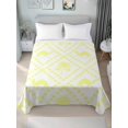 Abstack Sheef Queen Size Flat Sheet Only,Abstract Yellow Elephants Palm-trees Soft ...
