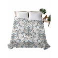 thumbnail image 1 of Full Size Flat Sheet Only, Blue Tan Flower Soft Brushed Microfiber Bed Sheets, Abstract Vintage Ethnic Tribal Boho Hotel Quality Breathable Bedding Top Sheet, Easy Care, 81"x96", 1 of 9