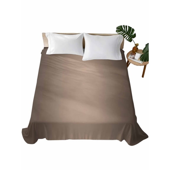 Queen Size Flat Sheet Only, Brown Ombre Soft Brushed Microfiber Bed Sheets, Modern Gradient Abstract Art Hotel Quality Breathable Bedding Top Sheet, Easy Care, 81"x96"
