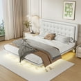 thumbnail image 1 of Queen Size Floating Bed Frame with Motion Activated Night Lights,Modern LED Upholstered Platform Bed with Headboard,No Box Spring Needed for Bedroom Living Room, 1 of 6