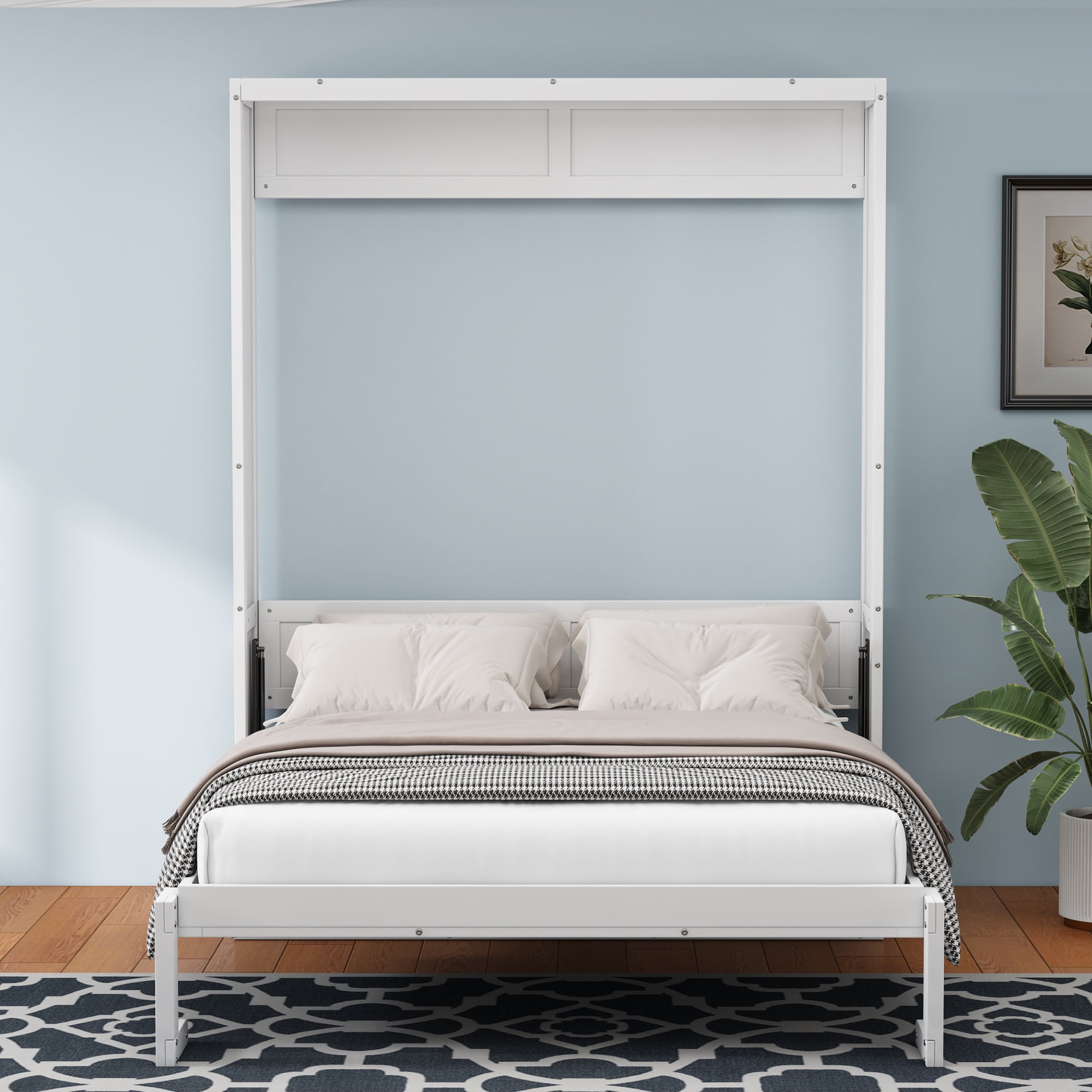 Queen Size Folding Murphy Bed with Built-in USB Ports and Dual Piston ...