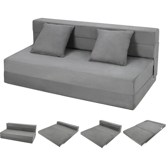 Queen-Size Folding Sofa Bed w/Memory Foam & Removable Cover, Multi-Functional Sleepe