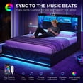 thumbnail image 1 of Queen Size Gaming Bed Frame with 2 Storage Drawers, LED Lights & Charging Station, Esports-Style Upholstered Platform Queen Beds with Bookcase Headboard, No Box Spring Needed, Black, 1 of 9