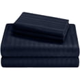 thumbnail image 1 of Queen Size Giza Striped Pattern Sheets - Premium 400-Thread-Count Soft 100% Pure Giza Egyptian Cotton 4PC, 15" Inches Deep Pockets - Navy Blue Stripe, 1 of 7