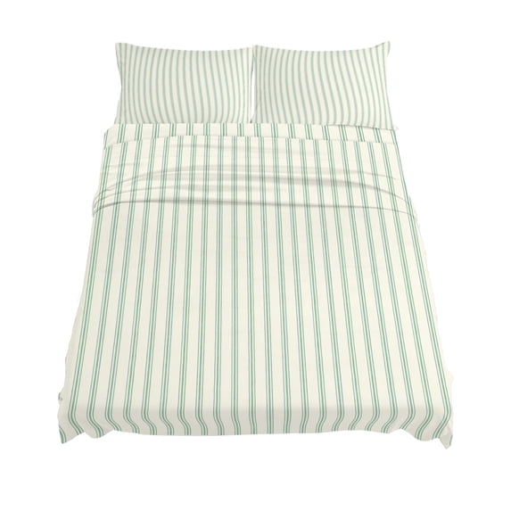 Queen Size Green Stripes Sheet Sets Mint Green Beige Parallel Bands Farmhouse Soft Breathable Microfiber Bed Sheets Deep Pockets 4 Piece Bed Sheets Set, 1 Fitted Sheet, 1 Flat Sheet & 2 Pillowcases