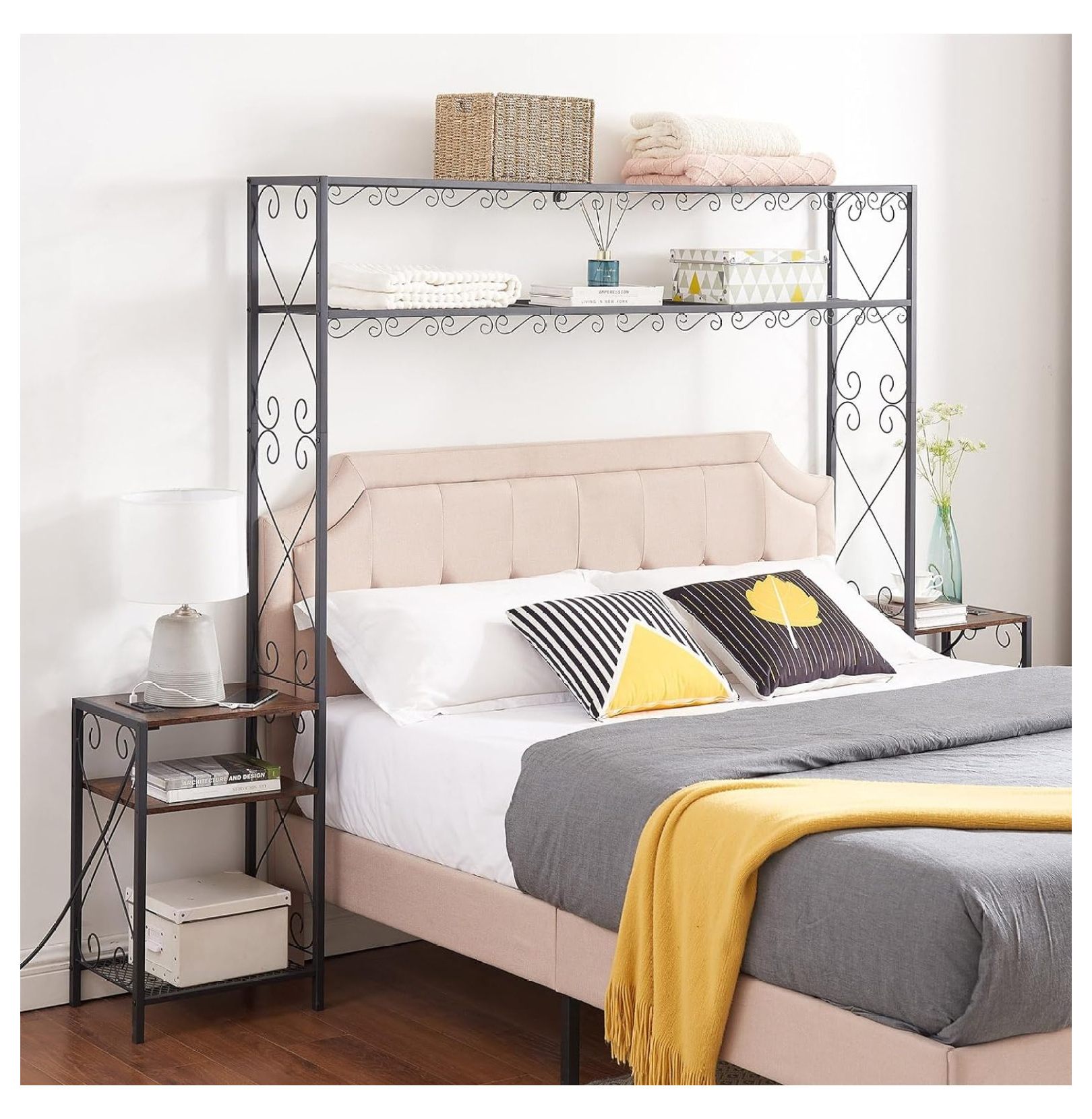 Queen Size Headboard with Charging Station 2 Bed Headboards