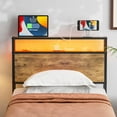 Queen Size Headboard with Storage, LED Lights and Charging Station