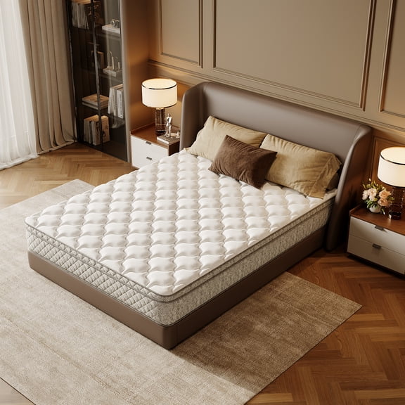 Queen Size Hybrid Mattress, 12 Inch Memory Foam and Pocket Spring Mattress in a Box, Medium Firm Zoned Support for Pressure Relief, Grey and White, for Modern Bedroom, 60" x 80"