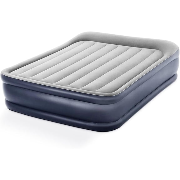 Queen Size Inflatable Air Mattress 16.5 Inch Height, Built-In Electric Air Pump Flocked Top Blow Up Sleeping Bed, Portable Foldable Air Bed Furnishing Pad For Guest Room, Camping, Temporary Household