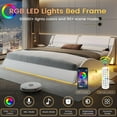 thumbnail image 1 of Aunfebrco Queen Modern Faux Leather and Wood Platform Bed with LED Bed Frame, White, 1 of 9