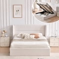 thumbnail image 1 of Zanmintaobo Queen Lift up Storage Bed,Wingback Headboard,Boucle Upholstered,Hydraulic Support,Metal Frame,No Box Spring Needed,Easy Assembly,White, 1 of 12