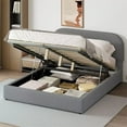 thumbnail image 1 of Queen Size Lift Up Storage Bed Frame with Hydraulic Storage System, Teddy Fleece Upholstered Platform Bed with Headboard for Bedroom, No Spring Box Needed, Gray, 1 of 7