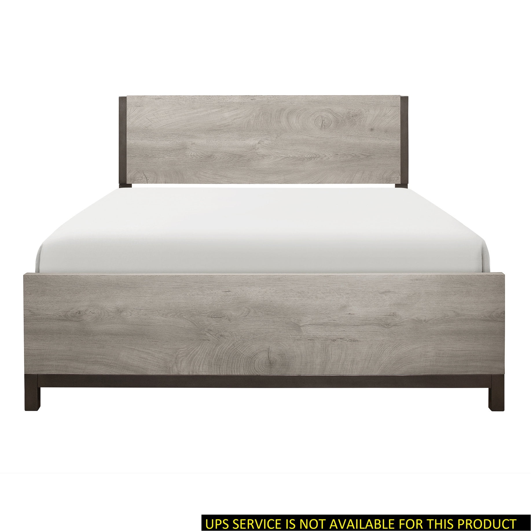 Queen Size Light Gray Wooden Bed | With Headboard, Footboard and Rails ...