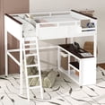 thumbnail image 1 of Queen Size Loft Bed with Desk,Open Shelf and a Storage Box,USB Charging Station,White(ETA:4/14), 1 of 16