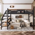 Queen Size Loft Bed with Storage Stairs, Metal Loft Beds Frame with ...