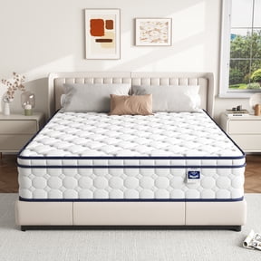 Queen Size Mattress - 12 Inch Gel-Infused Memory Foam & Pocket Springs, Medium Feel, CertiPUR-US Certified, Pressure Relieving & Cool Night Sleep