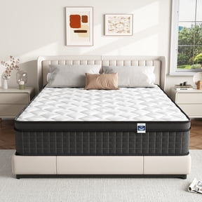 Queen Size 12" Hybrid Mattress - Gel Memory Foam & Pocket Springs, Medium Firm Feel, Motion Isolation, Pressure Relief, CertiPUR-US