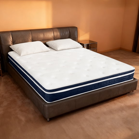 Queen Size Mattress, 12 Inch Memory Foam, Independent Spring, Soft and Comfortable Medium Firm Hybrid Mattress in A Box, Pressure Relief, Moderate Softness, Improves Sleep, 80"L x 60"W, White