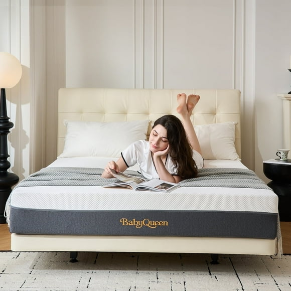 Queen Size Mattress BabyQueen 10" Gel Memory Foam Mattress Queen with Washable Cover, Cooling and Pressure Relief, Medium Firm, CertiPUR-US Certified Bed in a Box