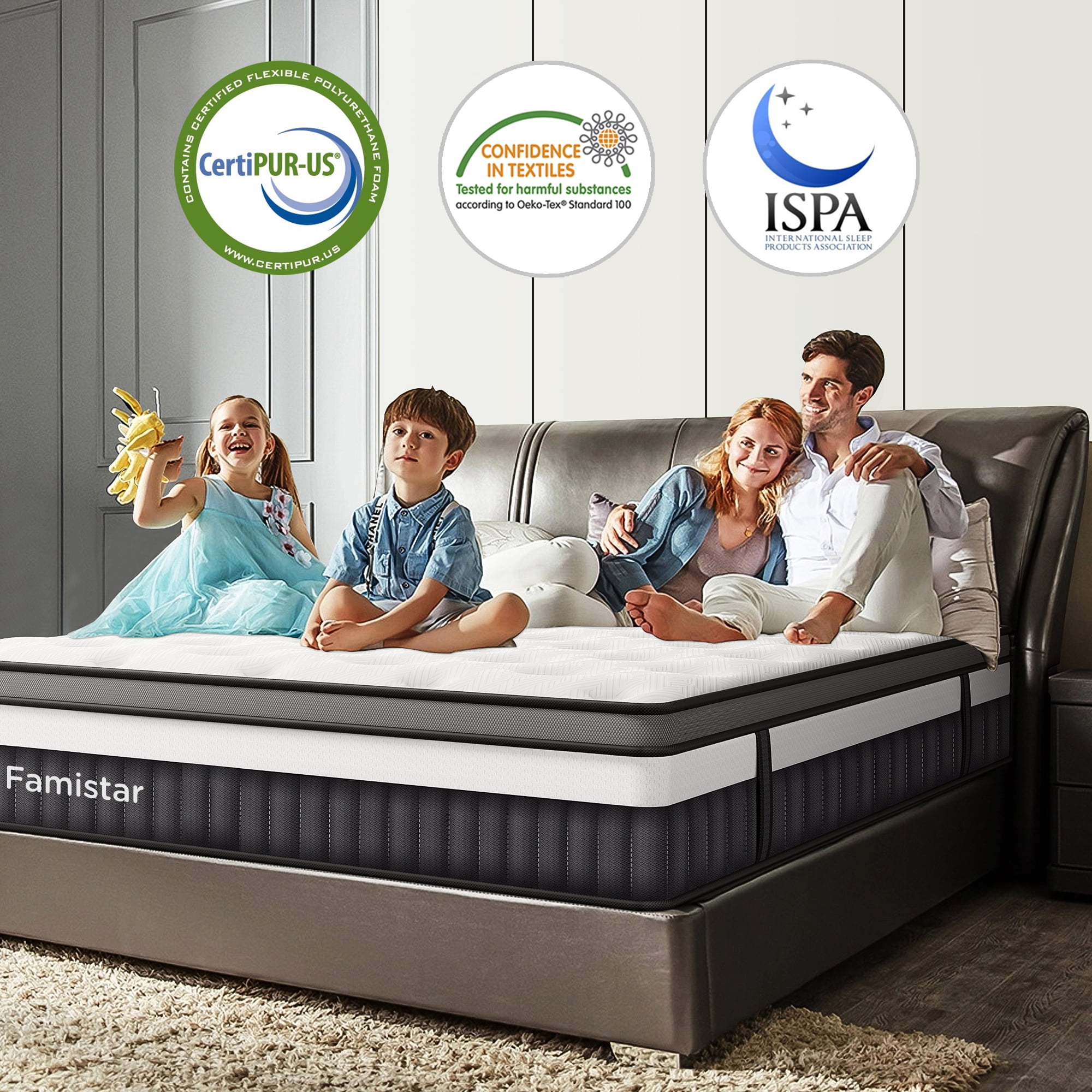Queen Size Mattress, Famistar 14 Inch Memory Foam Mattress in a Box, Individual Innerspring hybrid Queen Bed Mattress, Medium Firm, CertiPUR-US Certified