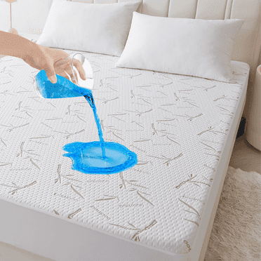 Queen Size Mattress Protector Waterproof, Rayon from Bamboo, Cooling Quilted Fitted Mattress Pad, Noiseless Waterproof Mattress Cover, fits up to 21" Deep Pocket
