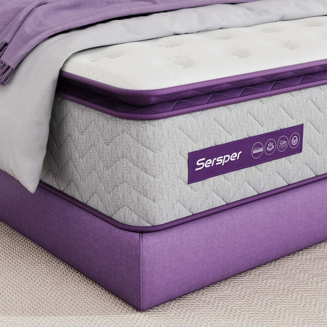Sersper 12 Inch Queen Size Gel Memory Foam Mattress, Medium Firm