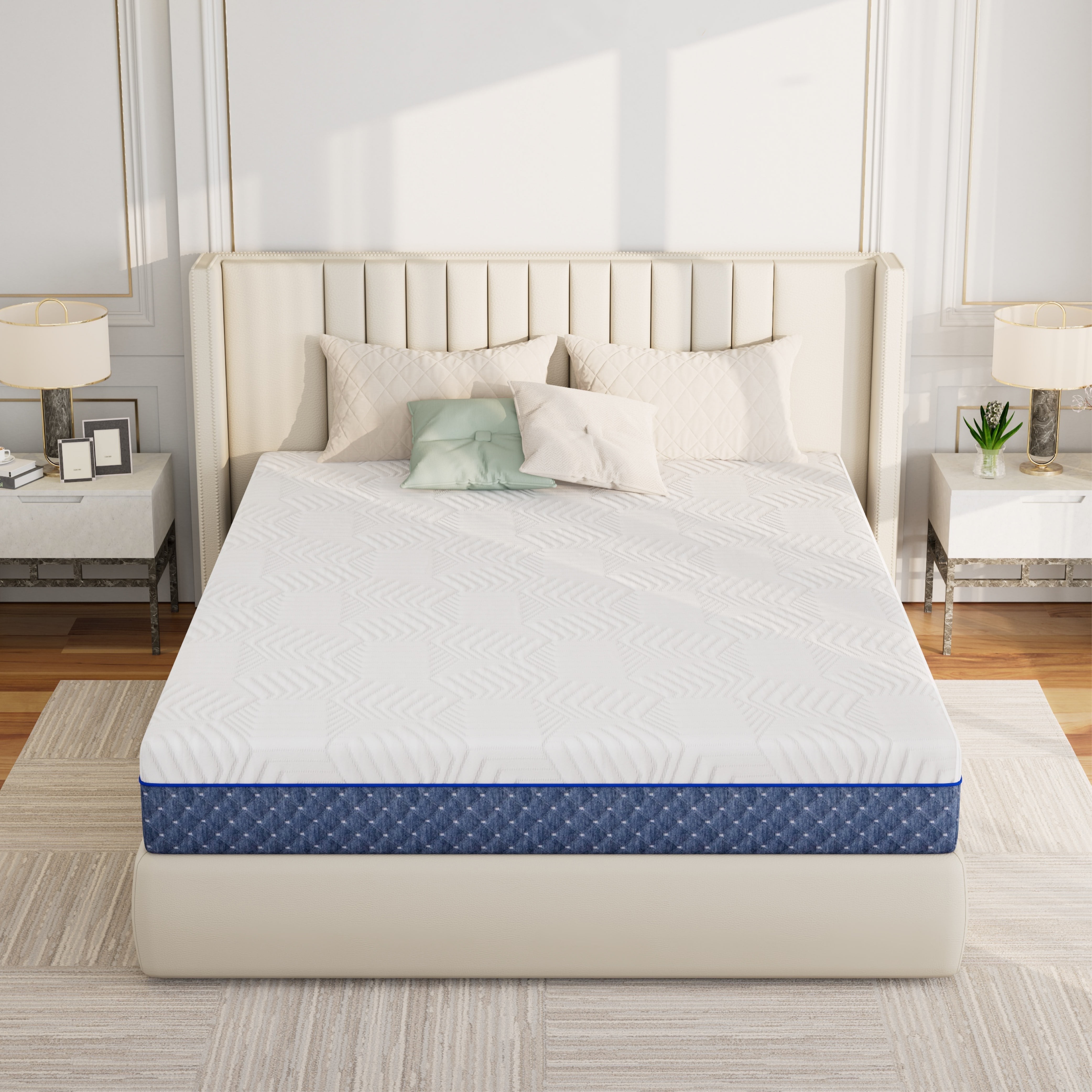 TechForma 10" Queen Gel Memory Foam Mattress, 10 inch Bed in a Box, Firm Support, Cooling Gel Infused, Motion Isolating, CertiPUR-US Certified