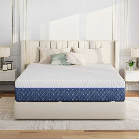 Queen Size Mattress, TechForma 14 Inch Gel Memory Foam Mattress for Cool Night & Pressure Relief, Firm Plush Feel with Motion Isolating