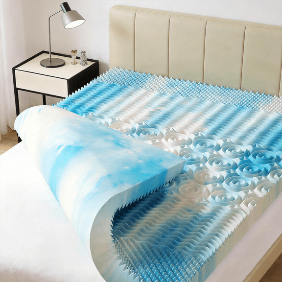 Queen Size Mattress Topper, Egg Crate Memory Foam Mattress Topper,Pressure Relief for Back Pain, 3 Inches