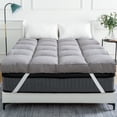 thumbnail image 1 of 4 inch Queen Size Mattress Topper Gray Luxury Down Alternative Fiber Mattress Topper with Elastic Band, 1 of 9