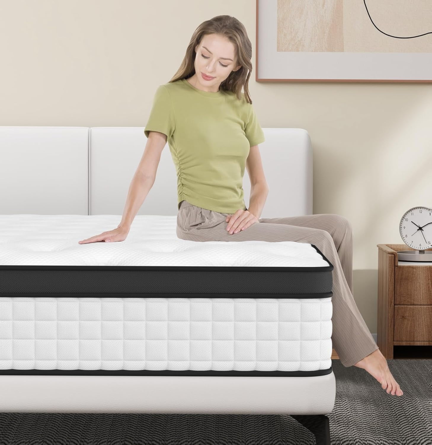 Queen Size Memory Foam Mattress, 12" Boxed Memory Foam Hybrid Spring