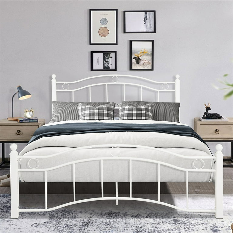 Queen Size Metal Bed Frame with Headboard and Footboard Sturdy Platform Bed Frame with Underbed Storage Victorian Vintage Bed Frame with Metal Slats
