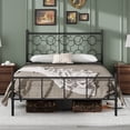 thumbnail image 1 of Queen Size Metal Platform Bed Frame with 12" Storage Space, Victorian Style Iron Headboard/Footboard, Sturdy Slat Support, No Springs Required, Easy to Assemble (Mattress Not Included)(Black), 1 of 10