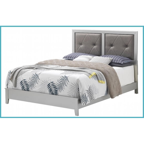 Queen Size Metal Platform Bed Frame - Elegant Silver Champagne Finish, Durable Support for Master & Guest Rooms