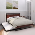thumbnail image 1 of Queen Size Metal Platform Bed Frame with Trundle, USB Ports and Slat Support ,No Box Spring Needed Black, 1 of 13