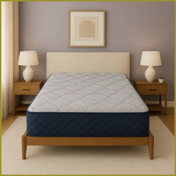 Queen Size Metal & Wood Platform Bed Frame for Master Bedroom - Navy Blue, Mute, 800lbs Support, USB/AC Outlets