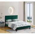 thumbnail image 1 of Queen Size Minimalist Platform Bed, Modern Bed Frame with Upholstered Headboard, Slat Support, Eva mute bar, Heavy Duty Mattress Foundation Bed For Bed Room,  Green, 1 of 7