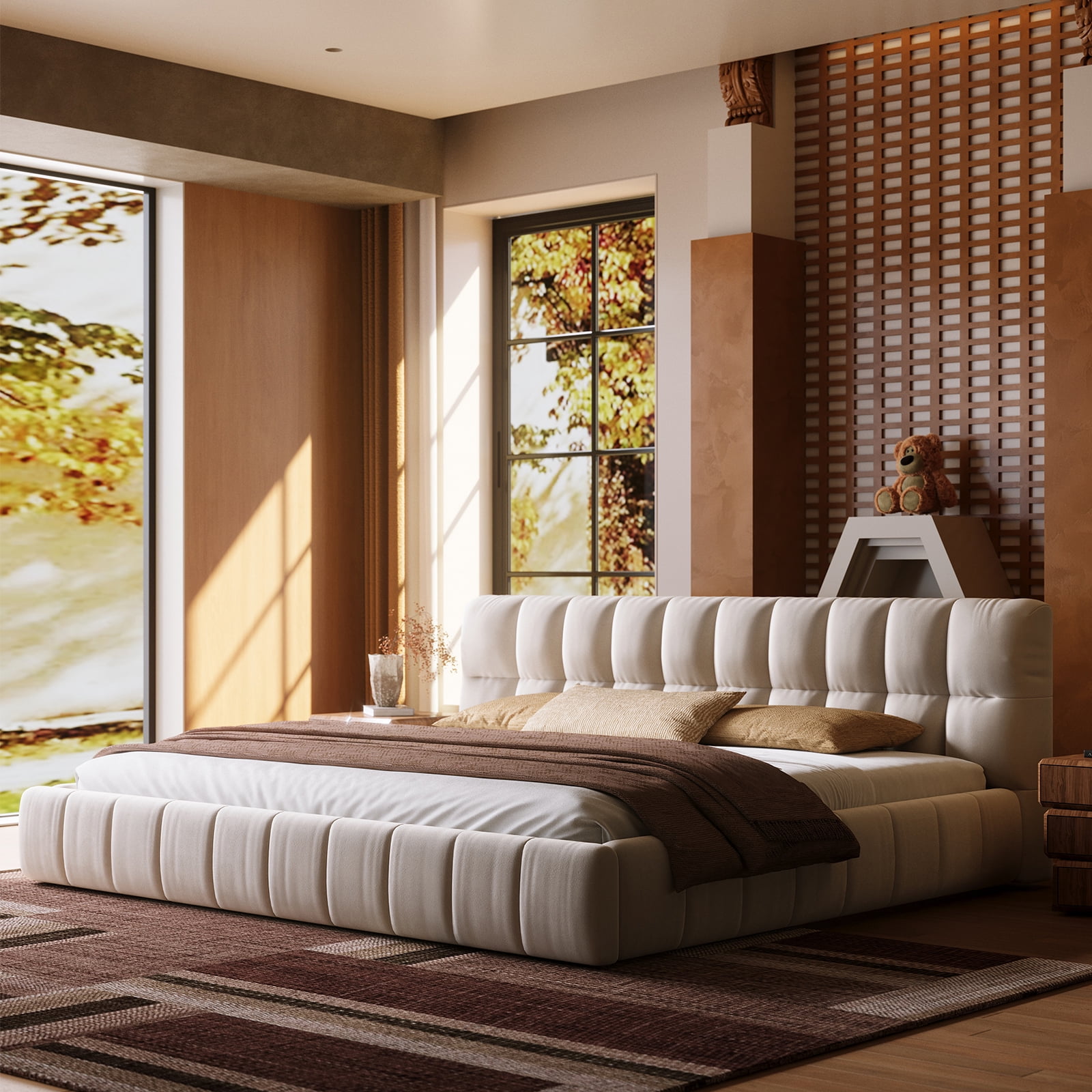 Queen Size Modern Cloud Platform Bed with 39-inch High Extra-Thick Soft ...