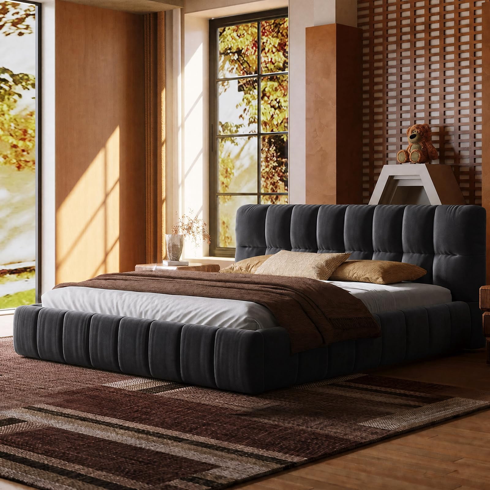 Wlmart Signs Queen Size Modern Cloud Platform Bed with 38.5-inch High Extra-Thick ...