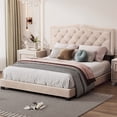 thumbnail image 1 of Queen Size | Modern Velvet Bed with Tufted & Rivet - Decorated Headboard | Guest Bedroom, 1 of 2