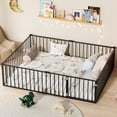 thumbnail image 1 of Queen Size Montessori Floor Bed, Heavy Duty Metal Floor Bed Frame with Safety Fence and Door, Montessori Floor Bed Frame for Boys and Girls, Black, 1 of 6