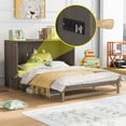 thumbnail image 1 of Queen Size Murphy Bed - Antique Gray, Wood, Built-In Charging, Space-Saving Design, Guest Room, Pine Wood Frame, Storage Drawer, Easy Assembly, 1 of 22