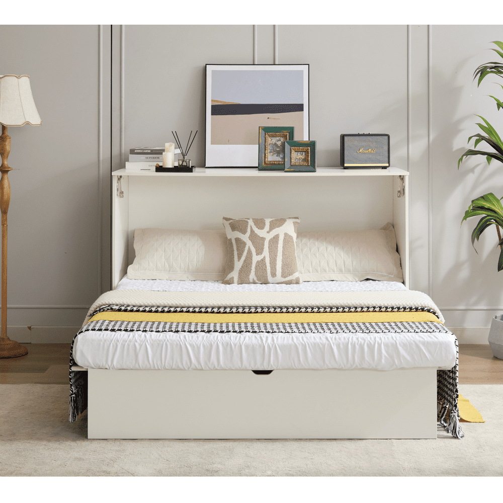 Queen Size Murphy Bed with Folding Foam Mattress, Modern Cabinet Bed ...