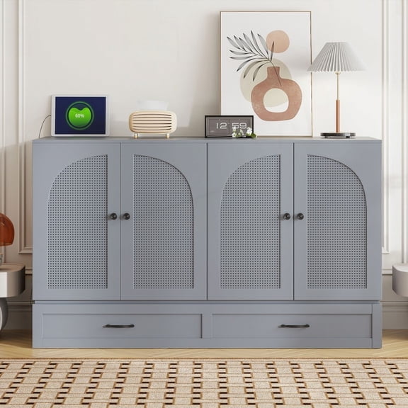 Queen Size Murphy Bed - Gray - Ample Storage Drawers