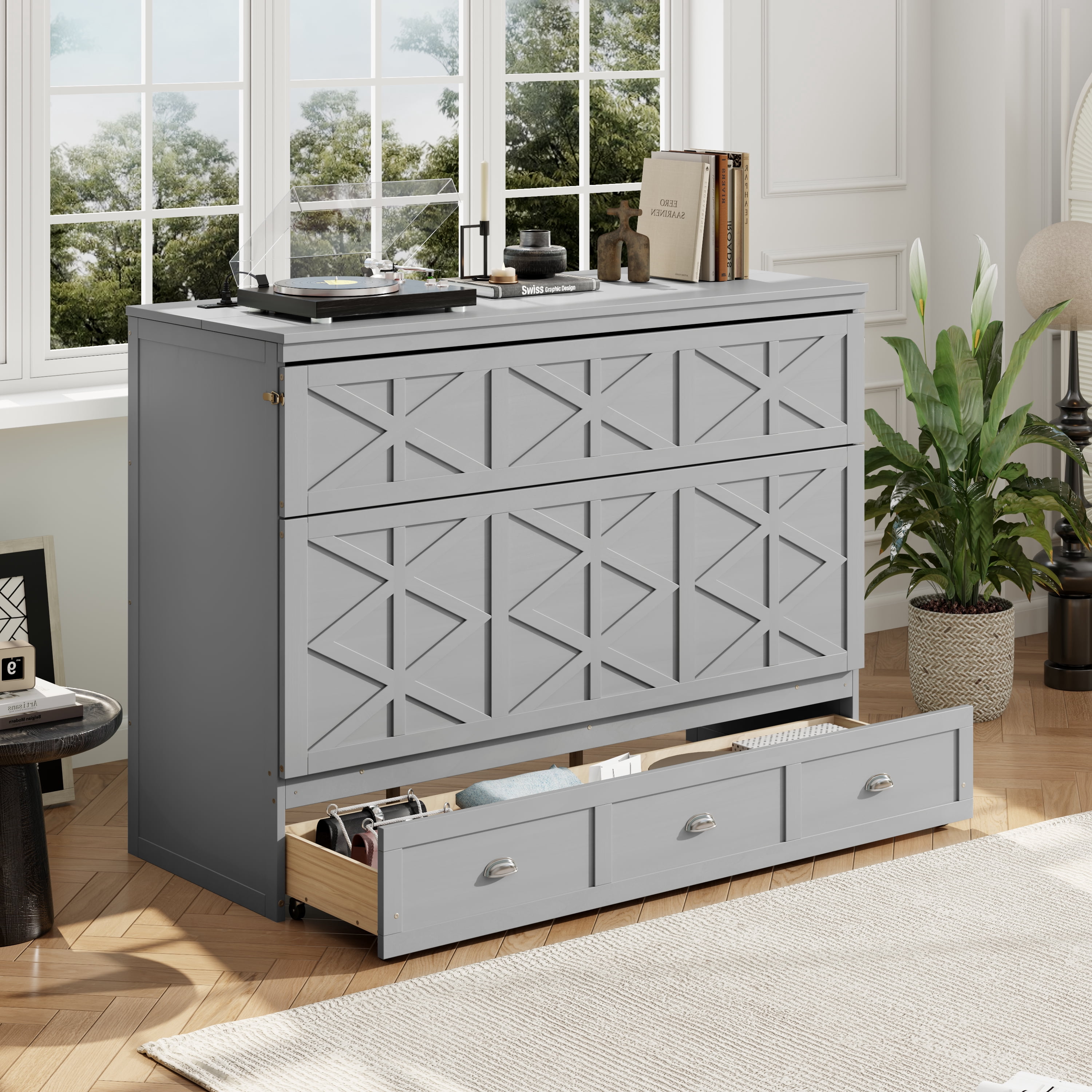 Curated visual reference: Fresh Look at Queen Size Murphy Bed With Storage Drawers Usb Charging Space
