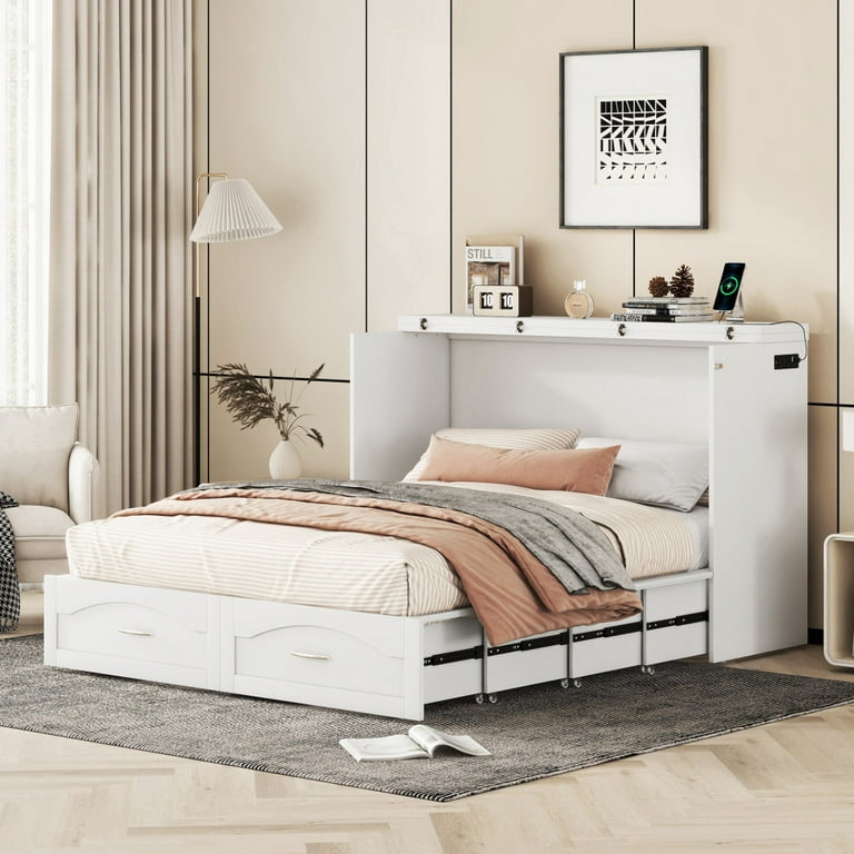 Rolling queen murphy bed with mattress room and loft discount